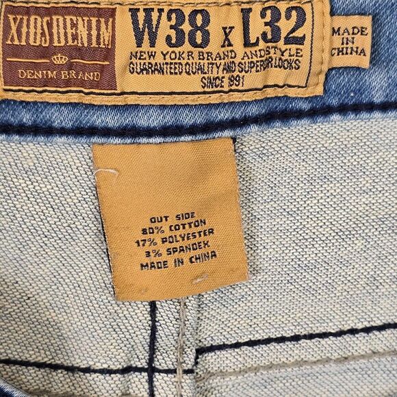 Mens Jeans Sz 38x32 Whiskers Distressed Straight Stretch Denim Skater Y2k READ - Picture 8 of 9